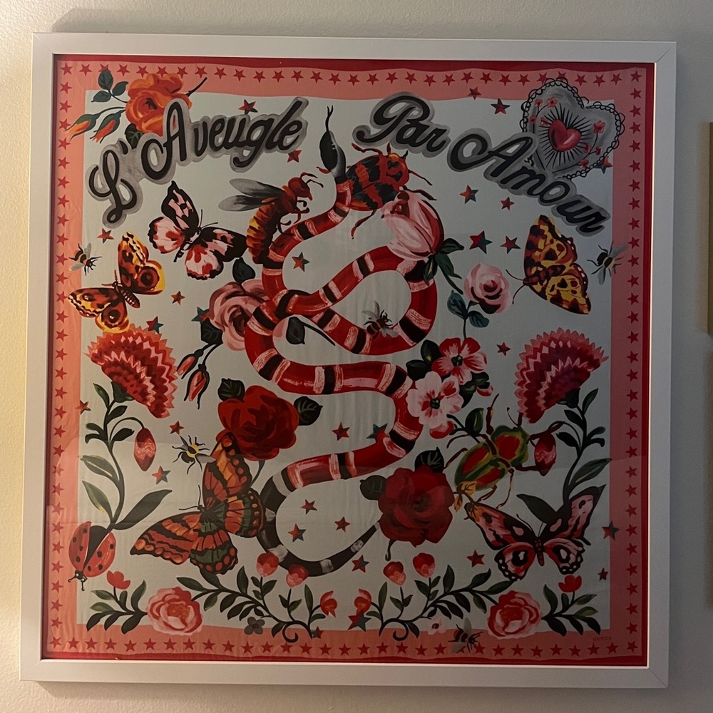Gucci Red and Pink Silk Scarf